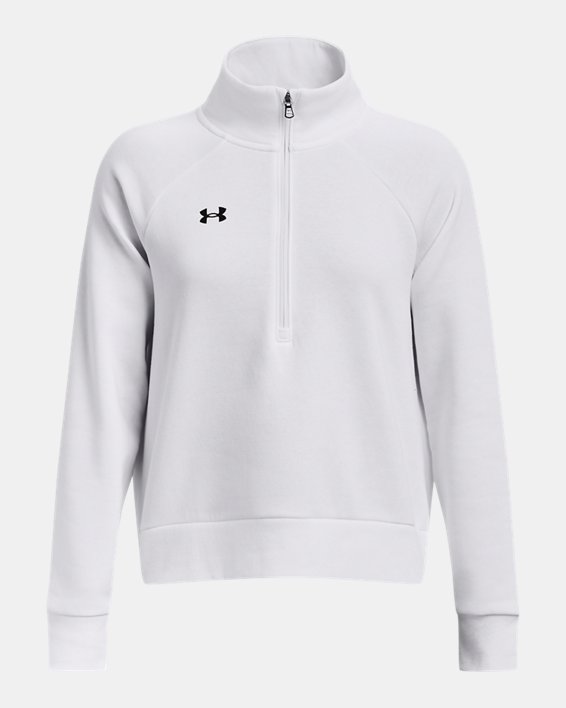 Women's UA Rival Fleece ½ Zip, White, pdpMainDesktop image number 4
